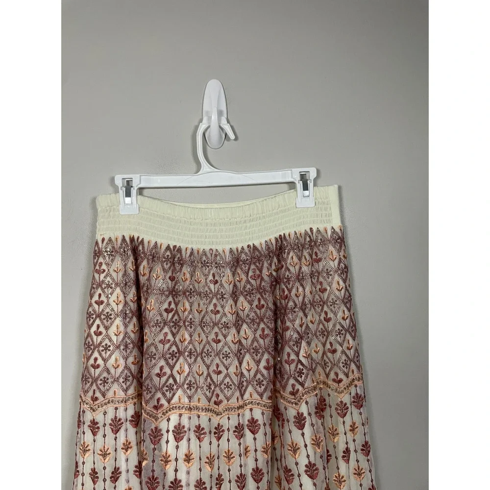 Soft‎ Surroundings Inez Maxi Skirt Size Small Embroidered Sequin Bohemian Gypsy